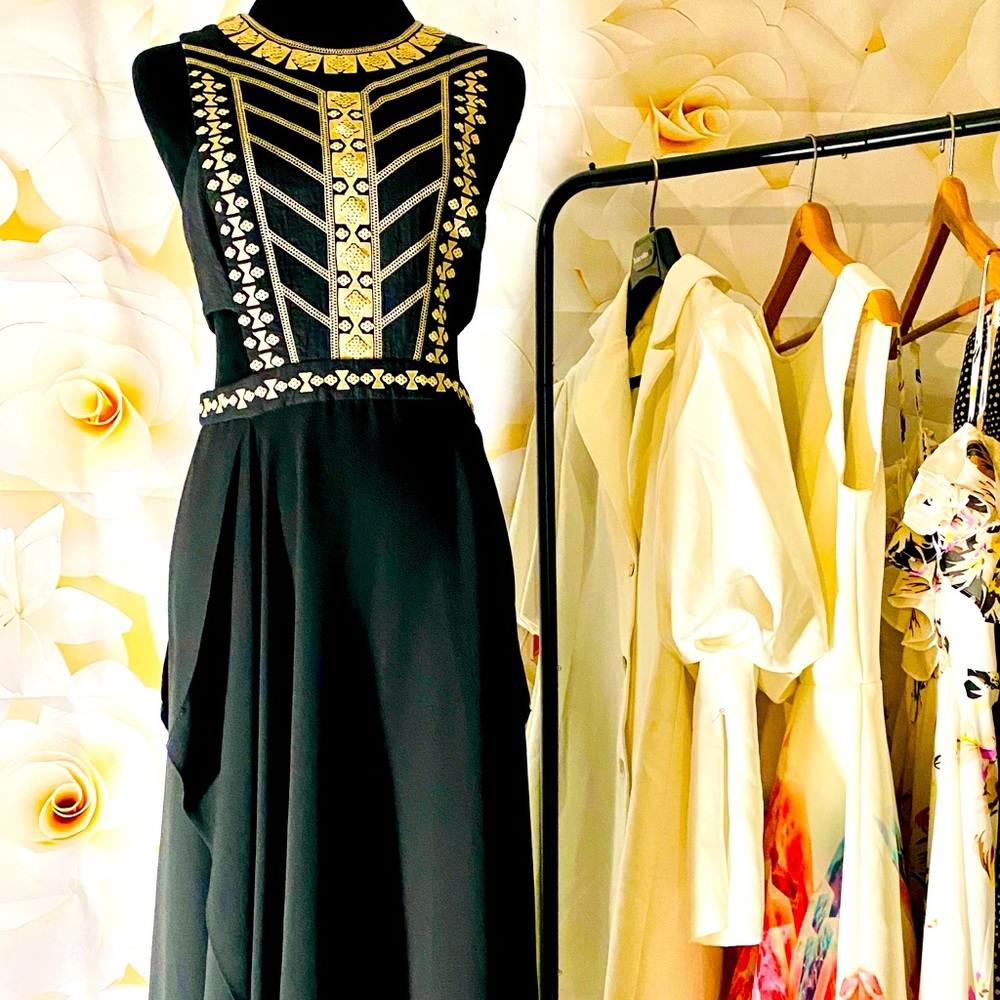 NWT- BCBG Max Azria Medi BLACK DRESS with Sequin Details